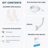 MIMO 2x2 Log Periodic External Antenna Kit | 20 ft UltraFlex Cable