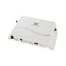 CEL-FI GO G51 single-carrier 5G signal booster, angled view showing antenna ports, DC power input, Ethernet port and heatsink fins