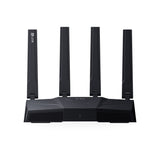 GL.iNet Flint 3 Wi-Fi 7 router, front view with four antennas raised