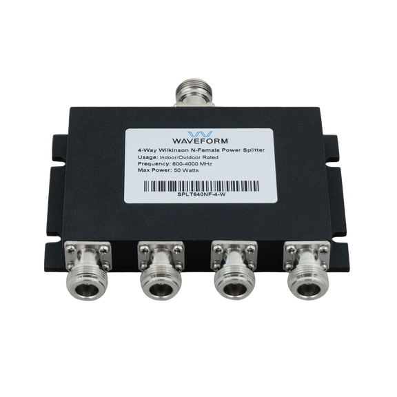 N-Female Wilkinson Microstrip Signal Splitters (2, 3, or 4-Way), 600 - 4000 MHz