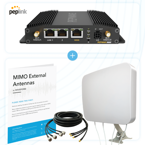 Peplink MAX BR1 Pro 5G Router and External MIMO Antenna Kit