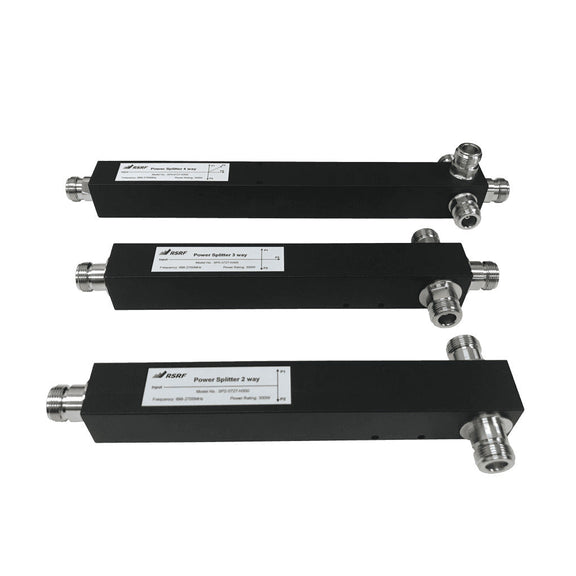 N-Female Reactive Cavity Signal Splitters (2 or 3-Way), 600 – 2700 MHz